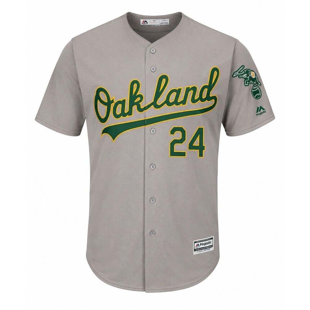 Majestic Oakland Athletics Rickey Henderson 24 Cool Base Jersey Gray Mens 3XL